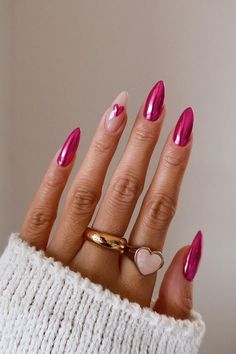 Pink Chrome Nails, Nails Dip, Nagellack Trends, February Nails, Pink Chrome, Valentine Nails, Pink Spring, Pink Nail, Nails 2024