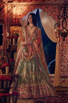 Indian Outfits Lehenga, Indian Bride Outfits, Desi Fits, Green Lehenga, Traditional Indian Dress, Desi Outfits, Dresses Traditional, Indian Bridal Dress, Indian Dresses Traditional