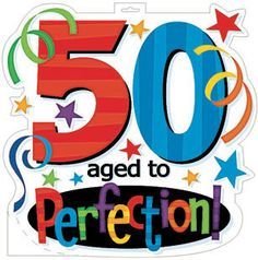 the 50 years aged to perfection sign with stars and confections on it