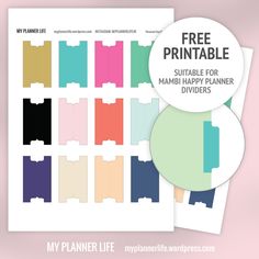 a printable planner with the text free printable suitable for mambi happy planner dividers