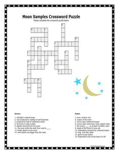 the moon and stars crossword puzzle is shown in this printable activity sheet for kids