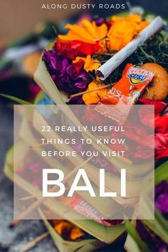 colorful flowers with text overlay that reads 25 really useful things to know before you visit bali