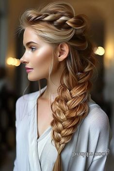 Wedding Side Braid Hairstyles, Wedding Side Braid, Ponytail With Side Bangs, Ponytail Art, Bridal Pony, Side Braids For Long Hair, Bob Hairs, Elegant Updos, Side Braid Hairstyles