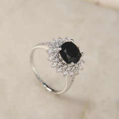 Black Diamond Sunflower 925 Sterling Silver RingRing5 Diamond Rings Women, Black Diamond Rings, Luxury Jewelry Gift, Rainbow Topaz, Ring Female, Ring Settings Types, Sunflower Ring, Rings Women, Black Diamond Ring