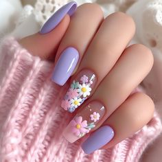 #nail #nailart #nails #beauty #explore  #fyp #viralnails #fuzzyfables Lavender Nails, Purple Nail, Floral Nail Art, Nail Swag, Nail Designs Spring, Floral Nails, Chic Nails, Fancy Nails, Nail Polishes