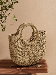 Khaki Vacation   Paper Plain Straw Bag Embellished   Women Bags Chic Cheap Woven Bags, Cheap Chic Woven Straw Bag, Cheap White Top Handle Straw Bag, Cheap Traditional Summer Shoulder Bag, Cheap Trendy Woven Bag, Cheap White Straw Shoulder Bag, Cheap Trendy Straw Shoulder Bag, Cheap Elegant Straw Bag For Spring, Cheap Black Straw Shoulder Bag