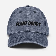 Everybody knows that dad caps are no longer just for dads, so get an embroidered cotton twill Plant Dad cap for yourself! This one's really special thanks to the intricate embroidery detail and the washed out vintage feel. * 100% cotton twill * 6-panel unstructured cap with a low profile * 6 sewn eyelets * Black sweatband * Metal snap buckle with an antique brass finish * Washed-out vintage effect *Check out a few other Plant Dad caps here:* https://www.etsy.com/your/shops/PlantyHome/tools/listi Embroidered Text, Back Embroidery, The Constitution, Cute Notebooks, Babymoon, Pregnancy Gifts, Embroidered Hats, Dad Caps, Denim Style