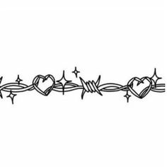 barbed wire with hearts and stars on it