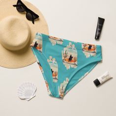 Western cowboy printed, high-waist bikini bottoms. These turquoise bikini bottoms are perfect for a day at the beach or by the pool. With a comfortable fit and western cowboy print, these swimsuit bottom will make you look and feel your best. • Fabric composition in the EU: 88% recycled polyester, 12% elastane • Fabric weight in the EU (may vary by 5%): 6.78 oz/yd² (230 g/m²) • Fabric composition in MX: 81% REPREVE recycled polyester, 19% LYCRA XTRALIFE • Fabric weight in MX (may vary by 5%): 7. Cowboy Print, Distressed Hat, A Day At The Beach, Elastane Fabric, Day At The Beach, Swim Suit Bottoms, Swimsuit Tops, Western Cowboy, The Pool