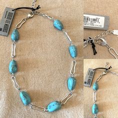 From Robert Lee Morris Soho, This Necklace Features: * Silver Tone Metal * Genuine Natural Stone Semiprecious Turquoise Stone Beads * Lobster Clasp Closure * Approx. 18" Length With 2" Extender; 0.5" Drop; 0.5" Depth ~ Career Casual Designer Jewelry/ Southwestern Western Sculptural Necklace, Sliver Necklace, Couture Necklace, Robert Lee Morris, Natural Turquoise Stone, Robert Lee, Statement Choker Necklace, Sterling Necklaces, Silver Heart Necklace