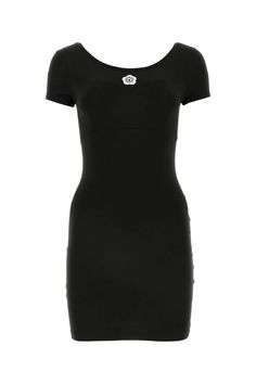 Exterior: 92% Cotton 8% Elastane Luxury Fitted Mini Dress With Short Sleeves, Designer Fitted Mini Dress With Short Sleeves, Designer Fitted Mini Dress, Designer Mini Dress For Night Out, Black Fitted Designer Mini Dress, Flower Mini Dress, Cotton Mini Dress, Polo Shirt Dress, Zimmermann Dress