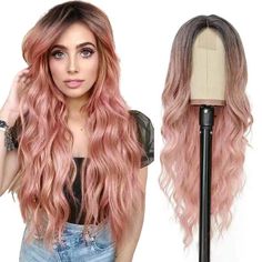 PRICES MAY VARY. 【Premium Material】:The long wavy wig is made of high temperature resistant synthetic hair and stands heat up to 356°f,the hairline is made hand tied,which makes the hair look more real. 【Style and Benefits】:This long wavy wig is soft,full,and thick,26 inches long wigs have a small areahand-knitting lace scalp part,the new technology natural hairline is more realistic,long wave wig is suitable for any face shape,natural wavy and stylish appearance helps you change your style and Knitting Lace, Ombre Pink, High Quality Wigs, Wavy Wig, Wave Wig, Curly Wig, Short Bob Wigs, Long Wigs, Real Style