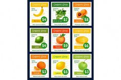 an image of organic shop coupons with oranges and other fruits on them for sale