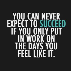 the quote you can never expect to success if you only put in work on the days you feel like it