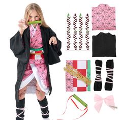 PRICES MAY VARY. 🧙‍♀️Note:Please note that this is children’s clothing. 🧙‍♀️Including: Black Kimono-style Jacket*1, Pink Kimono*1, Belt*2, leg bandage*2, Headdress*1, Small Green Tube*1, Stickers*1. 🧙‍♀️Material: Polyester Uniform fabric. 🧙‍♀️Size: Please order based on the size chart and let us know if needed. 🧙‍♀️Occasion: Pink Kamado kimono for cosplay/comic con/Halloween/theme parties. This Halloween children's costume has a very high level of authenticity, and the details reveal our pr Leg Bandage, Halloween Cloak, Anime Kimono, Halloween Cosplay, Cloak, Kids Boys, Cosplay Costumes, Toys Games, Halloween