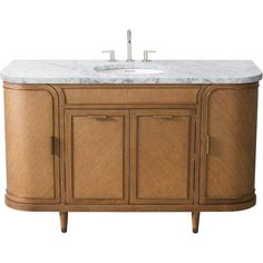 a bathroom vanity with a marble top and two sinks on the same side, against a white background