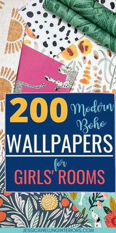 the cover of 200 wallpapers for girls'rooms