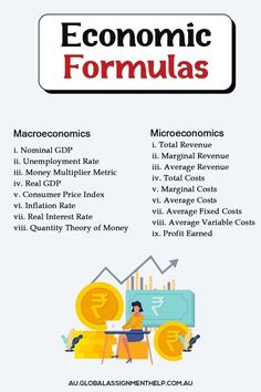 an info sheet with the words economic formulas and other information about how to use it