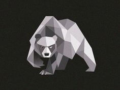 an animal made up of geometric shapes on a black background with the head of a bear