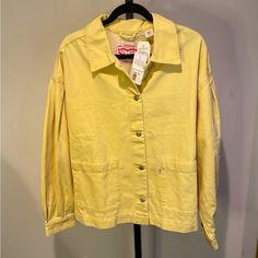 Very Rare Yellow Size Extra Large, Levi Strauss Denim Jacket, Jean Jacket, New With Tag Levi’s Fresh Excellent Condition, Ladies Women’s Relaxed Fit Yellow Outerwear With Pockets, Yellow Relaxed Fit Outerwear With Pockets, Yellow Relaxed Fit Outerwear For Fall, Casual Yellow Cotton Outerwear, Casual Yellow Relaxed Fit Outerwear, Yellow Button-up Casual Outerwear, Yellow Casual Button-up Outerwear, Casual Yellow Button-up Outerwear, Casual Yellow Denim Jacket With Pockets