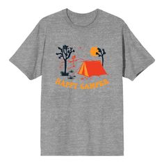 Discover the essence of adventure with this Adventure Society apparel. An orange tent surrounded by trees sets the scene, accompanied by yellow letters spelling out, “Happy Camper.” Crafted from premium materials, this apparel ensures durability and comfort. It can be easily machine washed on cold with like colors and tumble dried on low heat. Yellow Letters, Sleeve Packaging, Happy Camper, Happy Campers, Mens Crew Neck, The Scene, Heather Gray, Outdoors Adventure, Men Short Sleeve