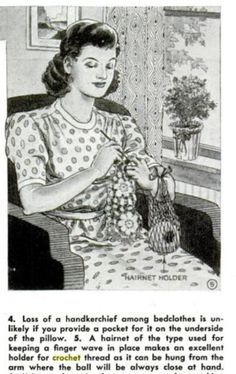 a woman is knitting in her room with the caption above it that reads, 4 less of a handdreeff among bedclothes is un - made