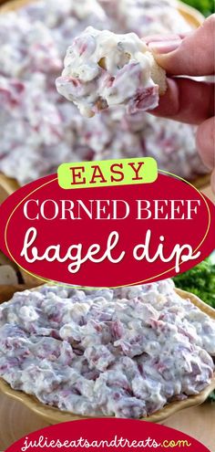 Make hosting fun with this Corned Beef Bagel Dip! This quick and easy appetizer recipe is perfect for entertaining! Add this homemade dip to your Gameday recipes or easy Thanksgiving appetizers! Corned Beef Bagel Dip, Bagel Dip Recipe Corn Beef, Budding Beef Dip, Dip For Football Party, Buddig Beef Dip, Corned Beef Appetizer Recipes, Bagel Dip Dried Beef, Bagel Dips, Corn Beef Dip