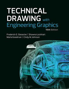 the cover of technical drawing with engineering graphics, featuring an image of a blue car