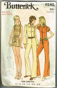 Vintage Jumpsuits And Rompers For Fall, Vintage Long Sleeve Jumpsuits And Rompers For Fall, Retro Long Sleeve Jumpsuits And Rompers For Fall, Retro Long Sleeve Jumpsuit For Fall, Retro Fitted Long Sleeve Jumpsuits And Rompers, Summer Vintage Long Sleeve Jumpsuits And Rompers, Vintage Fitted Long Sleeve Jumpsuits And Rompers, 70s Sewing Patterns, Vintage Clothes Patterns