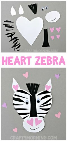 paper cut out zebras and hearts with the words heart zebra