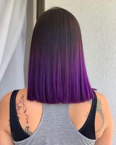 Brown Purple Ombre Hair, Brown To Purple Ombre Hair Short, Brown And Purple Hair Balayage, Brown To Purple Ombre Hair, Color Hair Purple, Purple Hair Ombre, Short Hair Colour, Brown And Purple Hair, Ombre Purple Hair