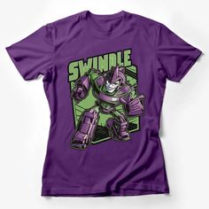 Swindle Robot Graphic T-Shirt, Purple Green Transformer Inspired Tee, Cool Robot Character Shirt, Unisex Apparel Female T-Shirt Custom graphic T-Shirt.Customize your color Purple Crew Neck T-shirt With Character Print, Robot Graphic, Soldier Graphic, Feminist Clothes, Geek Clothes, Cool Robots, Cartoon T Shirts, Casual Summer Shirts, Trendy Tee