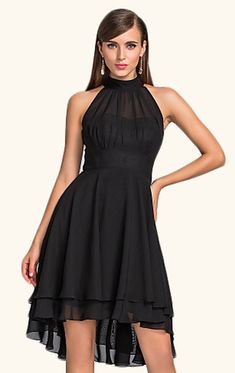 Little Black Dress Elegant Halter High Low Chiffon Cocktail Dress Black Wedding Party Formal Gown #dress #gown #prom #prom2018 #promdress #promgown #littleblackdress #black #formaldress #formalgown Gaun Koktail, Easter Dresses For Toddlers, Halter Cocktail Dress, Plum Dress, Chiffon Cocktail Dress, 파티 드레스, Cocktail Dress Wedding, Black Dress Formal, Black Party Dresses