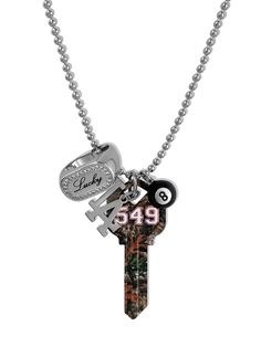 The city of angels ʚ♡ɞ Featuring our signature engraved 'LUCKY' signet ring, a RealTree camo key, and stainless steel Los Angeles and 8-ball pendants. Made with stainless steel chain and pendants, CZ-encrusted ring, and blank RealTree camo key. Waterproof & rust-free. Available in lengths 18", 20", 22", 24". Handmade with love in Los Angeles. Who To Buy Christmas Gifts For List, Cool Mom Gifts, Mcbling Keychain, 8ball Jewelry, Masc Women Jewelry, Custom Gifts For Him, Dope Jewelry Silver, Handmaid Gifts For Boyfriend, 24th Birthday Gifts For Her