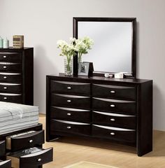 Zosimo Dresser w/ 8 Drawers - Ornate Home Black Dresser, Black Dressers, 8 Drawer Dresser, Bedroom Sets Queen, Queen Bedroom, Ornate Furniture, Furniture Of America, Drawer Dresser, Dresser With Mirror