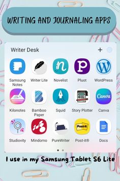 an image of writing and journaling apps with the title i use in my samsung tablet s6 lite