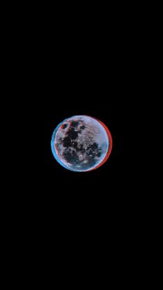 an image of the moon taken from space with a red and blue circle around it