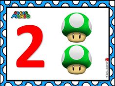 the number two is in front of an image of mario and luigi's mushroom