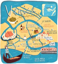 an illustrated map of venice, italy