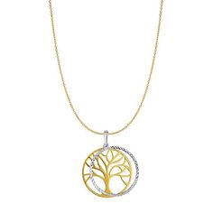 14k Yellow Gold Double Tree Of Life Charm Necklace, 18" Celtic Knot Necklace, Womens Fashion Casual Winter, Fashion Trends Winter, Ball Necklace, Metal Stamping, Cable Chain, Jewelry Branding