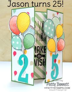 two birthday cards with balloons on them