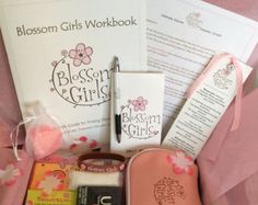 the blossom girls workbook is packed with personal care items