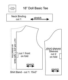 the front and back view of a sewing pattern for a t - shirt, with instructions to