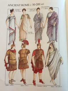 an old fashion book with different types of roman costumes