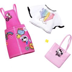 three children's handbags and purses are shown in this image, one is pink