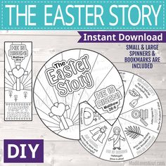 the easter story printable activity book with instructions for kids to color and cut out