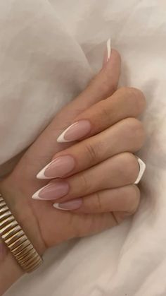 French Stiletto Nails, Almond Stiletto, French Almond, Pointy Nails, Spring Nail Designs, Brighter Days, French Tip Acrylic Nails