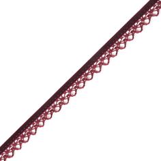 a close up of a red lace on a white background