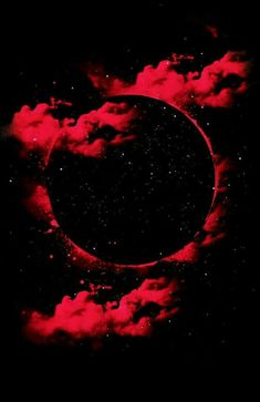 an eclipse in the sky with clouds and stars