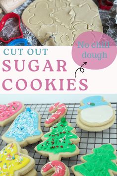 cut out sugar cookies on a cooling rack